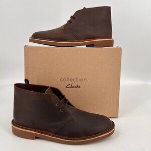 Clarks Bushacre 2 Chukka Boots Size 9.5W Dark Brown Leather Upper
